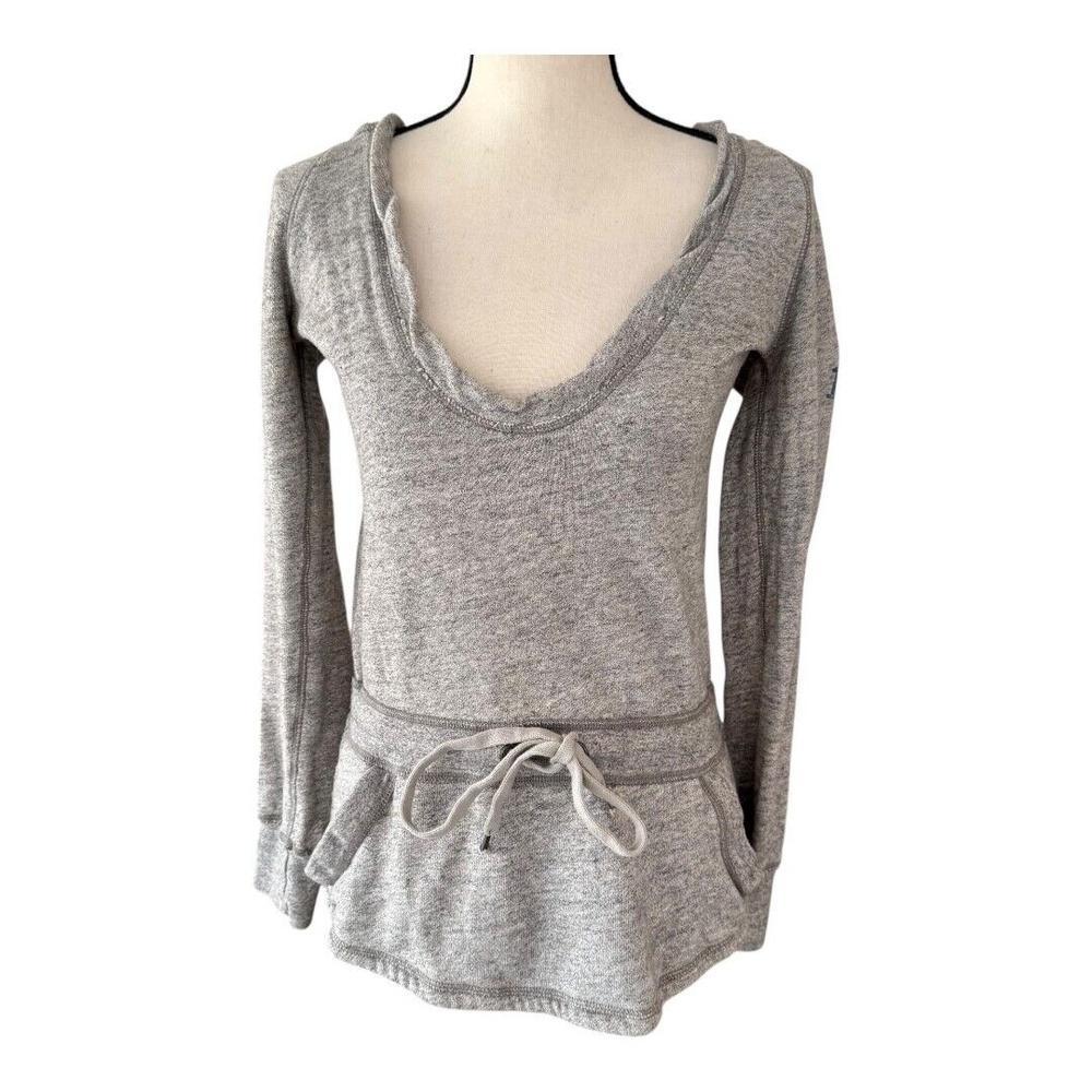 Abercrombie & Fitch Womens Gray Hoodie Drawstring Scoop Neck Pockets Pullover S - Picture 3 of 11